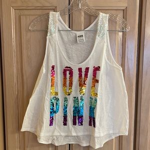 Victoria’s Secret Pink rainbow sequin tank top